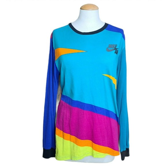 Nike Long Sleeve Color Block T Shirt Custom Cut - Picture 3 of 12